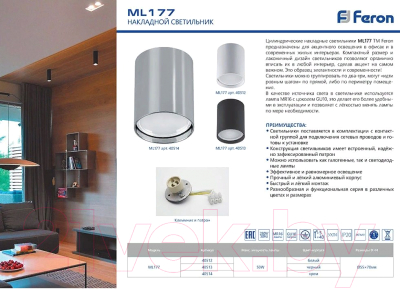 Потолочный светильник Feron ML177 / 40513