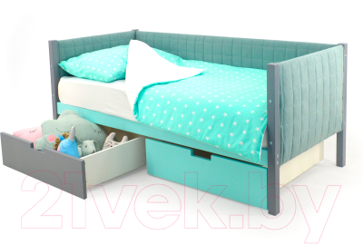 Кровать-тахта детская Бельмарко Svogen / 752 (графит/мятный)