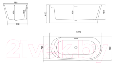 Ванна акриловая BelBagno BB410-1700-780-R