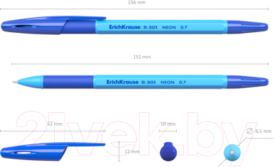 Ручка шариковая Erich Krause R-301 Neon Stick and Grip / 42751