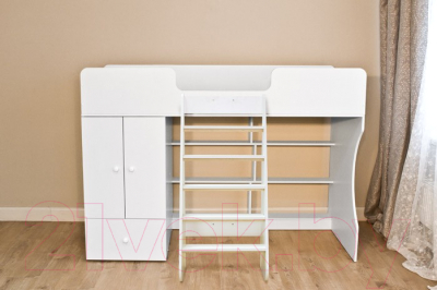 Кровать-чердак детская Можга Капризун 1 со шкафом / Р445