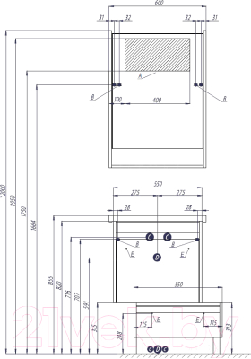 Шкаф с зеркалом для ванной Акватон Капри 60 (1A230302KPDA0)
