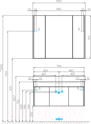 Шкаф с зеркалом для ванной Акватон Беверли 100