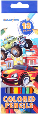 Набор цветных карандашей Darvish Машинка / DV-1073-18 - фото
