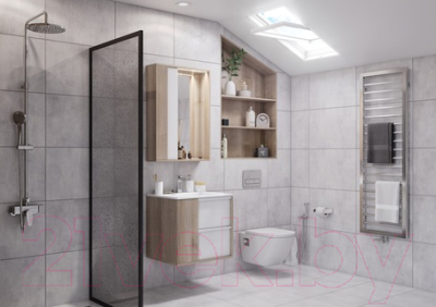 Шкаф с зеркалом для ванной Акватон Бостон 60