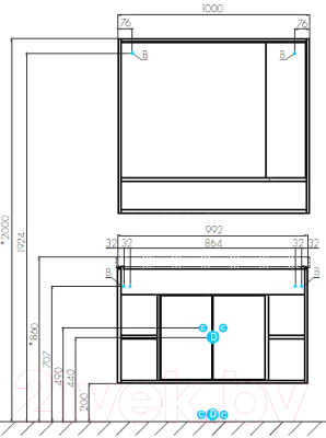 Шкаф с зеркалом для ванной Акватон Флай 100