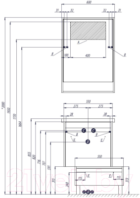 Тумба под умывальник Акватон Капри 60 (1A230101KPDB0)