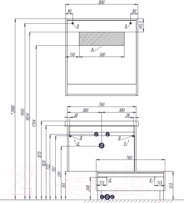 Тумба под умывальник Акватон Капри 80 (1A230201KPDB0)