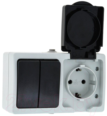 Блок выключатель+розетка КС Дабрабыт ОП 16А IP54 / 74845 - фото