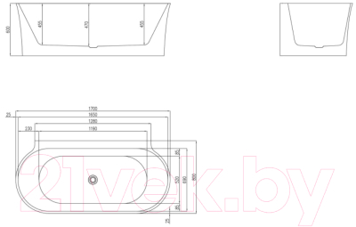 Ванна акриловая BelBagno BB409-1700-800