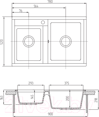 Мойка кухонная Акватон Делия 78 DBL (1A723132DE240)