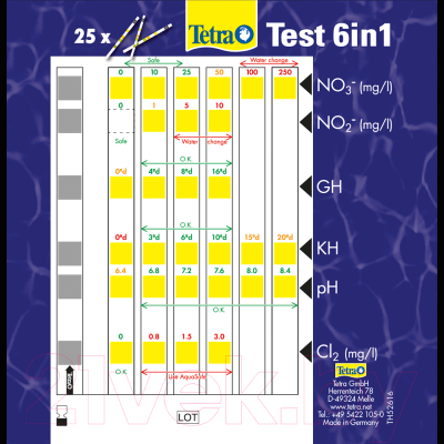 Тест для аквариумной воды Tetra Test 6 in 1 / 175488/704154