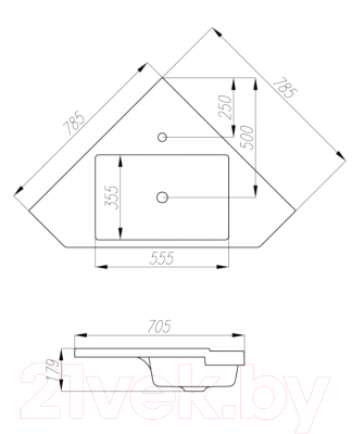 Умывальник Акватон Кантара 78