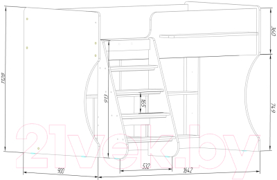 Кровать-чердак детская Можга Капризун 2 / Р436