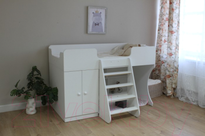 Кровать-чердак детская Можга Капризун 2 со шкафом / Р441