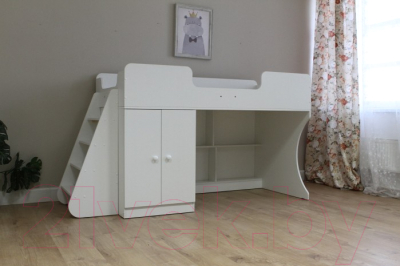 Кровать-чердак детская Можга Капризун 2 со шкафом / Р441