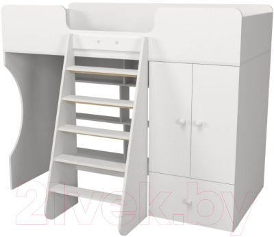 Кровать-чердак детская Можга Капризун 2 со шкафом / Р446