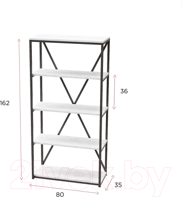 Стеллаж Millwood Neo Loft СН-1 Л (дуб белый Craft/металл черный)