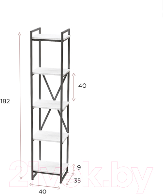 Стеллаж Millwood Neo Loft СН-2 Л (дуб белый Craft/металл черный)