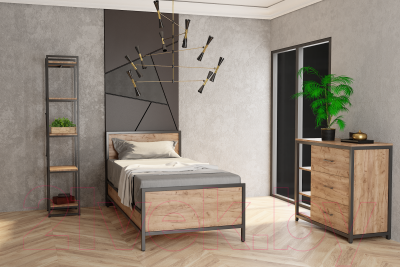 Стеллаж Millwood Neo Loft СН-2 Л (дуб золотой Craft/металл черный)