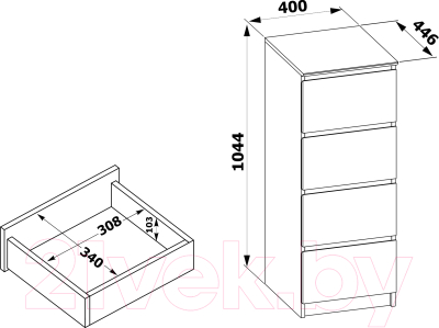 Комод Сокол-Мебель Т-4Р (дуб делано)