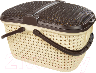 Корзина Эльфпласт Paola EP428 (25л, бежевый/коричневый) - фото