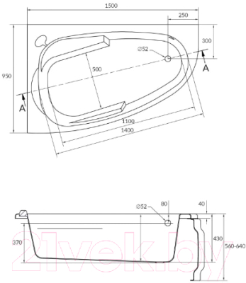 Ванна акриловая Cersanit Joanna 150x95 L (с каркасом и экраном)