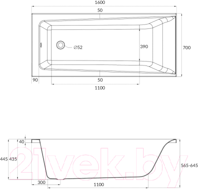 Ванна акриловая Cersanit Lorena 160x70 (с каркасом и экраном)
