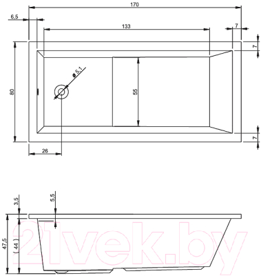 Ванна акриловая Riho Lusso Plus 170 / BA12005