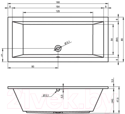 Ванна акриловая Riho Lusso 180x80 / BA98005