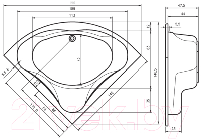 Ванна акриловая Riho Neo 140 / BC34005