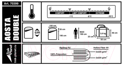 Спальный мешок Trek Planet Aosta Double / 70399