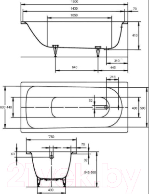 Ванна стальная Kaldewei Saniform Plus 372-1 160x75 / 112500013001 (с самоочищением)