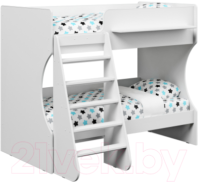 Двухъярусная кровать детская Можга Капризун 3 / Р434 (белый) - фото
