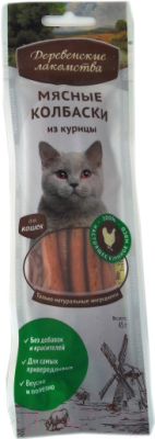 Лакомство для кошек Деревенские лакомства Мясные колбаски из курицы - фото