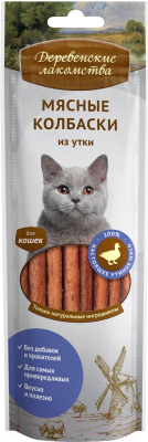 Лакомство для кошек Деревенские лакомства Мясные колбаски из утки - фото