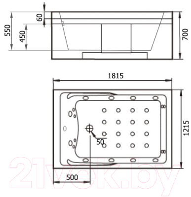 Ванна акриловая Gemy G9061 K R 181x121