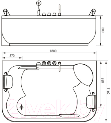 Ванна акриловая Gemy G9085 B R 180x116