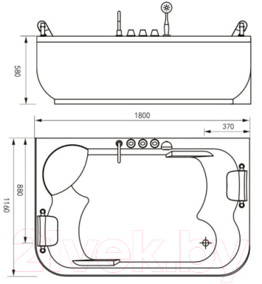 Ванна акриловая Gemy G9085 K L 180x116