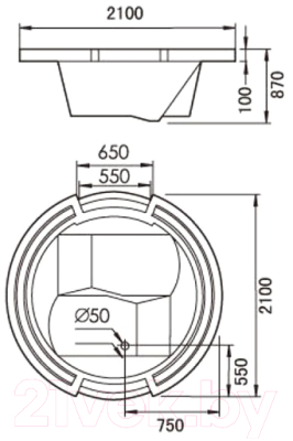 Ванна акриловая Gemy G9060 K 210x210