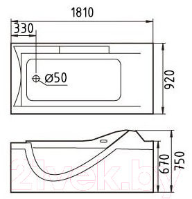 Ванна акриловая Gemy G9055 K L 181x92