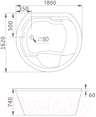 Ванна акриловая Gemy G9053 K 185x162