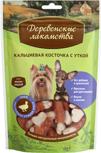 Лакомство для собак Деревенские лакомства Кальциевая косточка с уткой