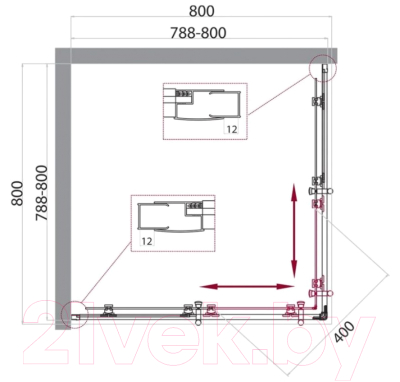 Душевой уголок BelBagno UNO-195-A-2-80-P-Cr
