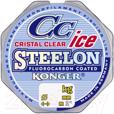 Леска монофильная Konger Steelon Crictal Clear Fluorocarbon Ice 0.22мм 50м / 239050022 - фото