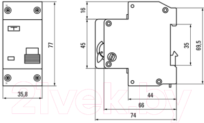 Дифференциальный автомат ETP АД-12 1P+N 10A/10мА (С) / 19002