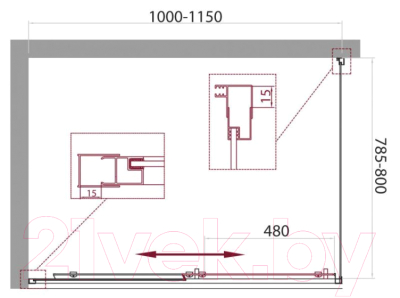 Душевой уголок BelBagno UNIQUE-AH-1-100/115-80-C-Cr