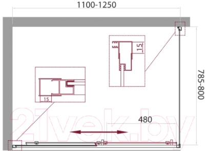 Душевой уголок BelBagno UNIQUE-AH-1-110/125-80-C-Cr
