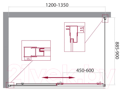 Душевой уголок BelBagno UNIQUE-AH-1-120/135-90-C-Cr