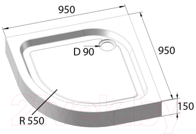 Душевой поддон BelBagno TRAY-BB-R-95-550-15-W